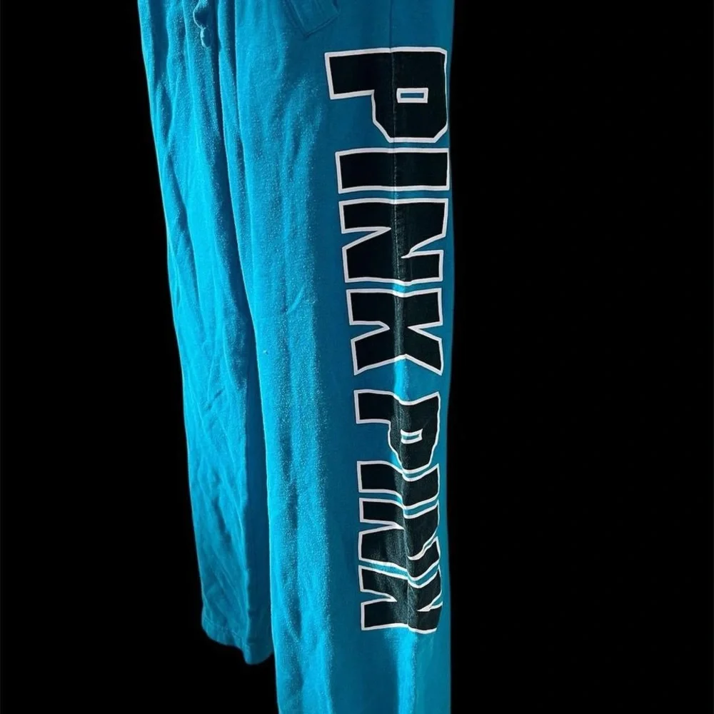 PINK Victoria's Secret Blue Joggers with Black Logo